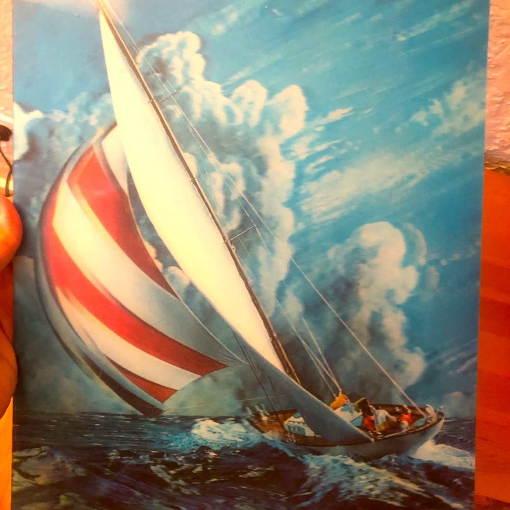 Rare Lenticular (3D) Sailboat Picture Panel